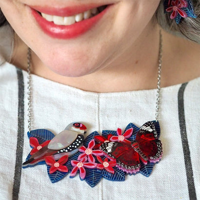 Amongst the Christmas Bush Necklace  -  Erstwilder  -  Quirky Resin and Enamel Accessories