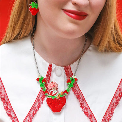 Sitting on a Strawberry Necklace  -  Erstwilder  -  Quirky Resin and Enamel Accessories