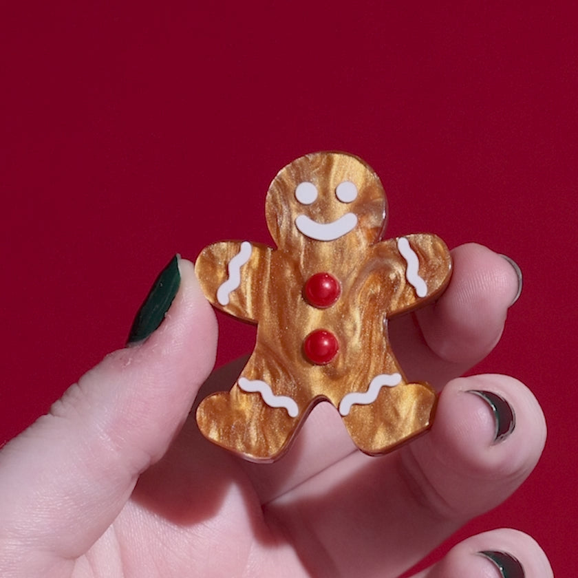 Gingerbread Man Simplified Mini Brooch – Erstwilder