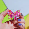 Polka Dot Bow Simplified Mini Brooch - Pink