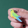 Orange-Bellied Parrot Simplified Mini Brooch