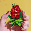 Crimson Bottlebrush Brooch