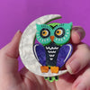 A Moon with a View Owl Brooch