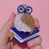 Studious Snow Owl Brooch