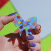 Polka Dot Bow Simplified Mini Brooch - Blue