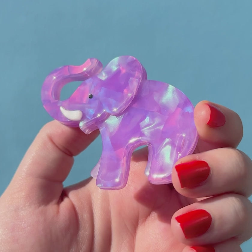 Sindary Elephant Brooch Pin - Gold-Tone Purple Rhinestone Crystal Animal Jewelry