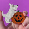 Patch the Pumpkin Pup Brooch