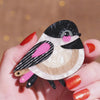 The Chirpy Black-Capped Chickadee Brooch