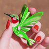 The Riveting Ruby-Throated Hummingbird Brooch