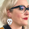 Skull Ripple Statement Earrings - White