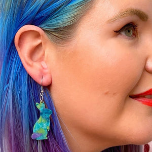 Erstwilder Essentials Bunny Mottled Resin Drop Earrings - Green EE1007-MO4000