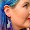Bunny Glitter Resin Drop Earrings - Silver