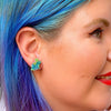 Bunny Mottled Resin Stud Earrings - Green