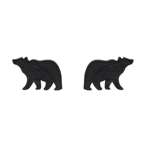 Erstwilder Essentials Bear Textured Resin Stud Earrings - Black EE0009-RI7000