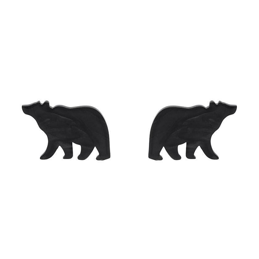 Erstwilder Essentials Bear Textured Resin Stud Earrings - Black EE0009-RI7000
