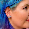 Bunny Glitter Resin Stud Earrings - Silver