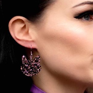 Erstwilder Essentials Solid Cat Head Chunky Glitter Resin Drop Earrings - Pink EE1027-CG2000
