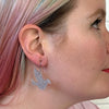 Dove Glitter Resin Drop Earrings - Silver