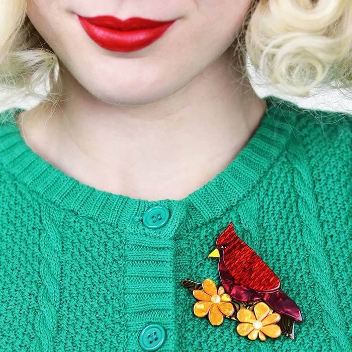 Erstwilder Ruby the Red Cardinal Brooch BH5530-1061