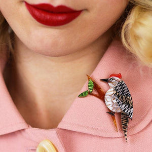 Erstwilder Tori Tree Drummer Bird Brooch BH6586-9040