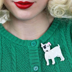 Erstwilder Willie the White Dog Brooch BH6584-8000