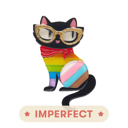 Erstwilder Pride & Joy Elissa the Rainbow Cat Brooch (IMPERFECT) IP-AD1BH09
