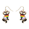 Elissa the Rainbow Cat Enamel Drop Earrings  -  Erstwilder  -  Quirky Resin and Enamel Accessories