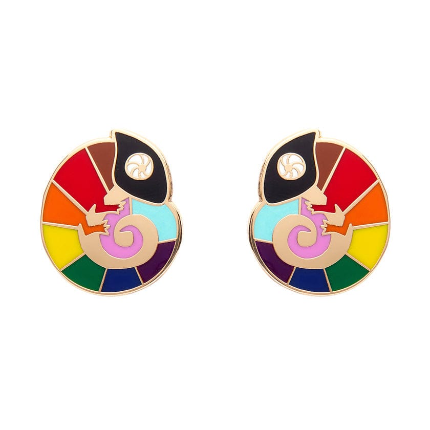 Carmel's Colourful Chameleon Enamel Stud Earrings  -  Erstwilder  -  Quirky Resin and Enamel Accessories