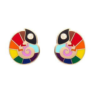 Carmel's Colourful Chameleon Enamel Stud Earrings  -  Erstwilder  -  Quirky Resin and Enamel Accessories