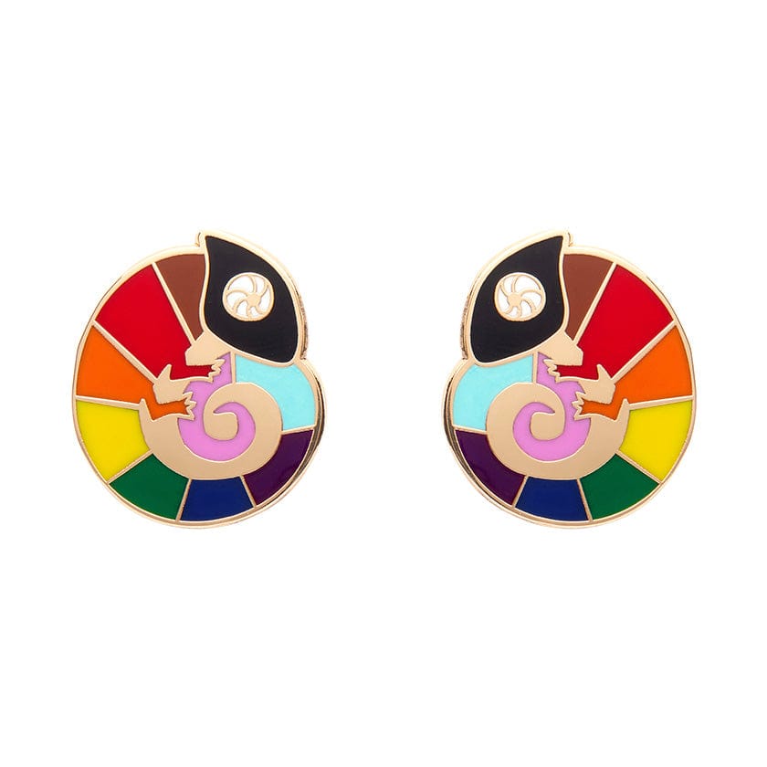 Carmel's Colourful Chameleon Enamel Stud Earrings  -  Erstwilder  -  Quirky Resin and Enamel Accessories