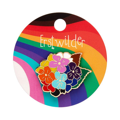 Rainbow Heartfelt Hydrangea Enamel Pin  -  Erstwilder  -  Quirky Resin and Enamel Accessories