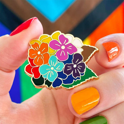 Rainbow Heartfelt Hydrangea Enamel Pin  -  Erstwilder  -  Quirky Resin and Enamel Accessories