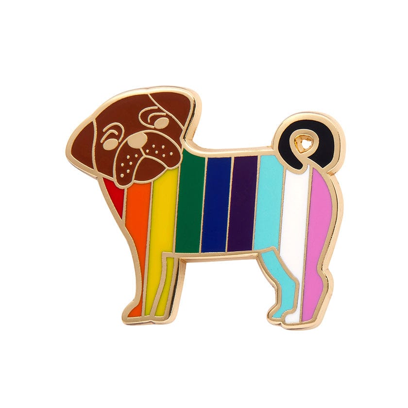 Pebbles the Progressive Pug Enamel Pin  -  Erstwilder  -  Quirky Resin and Enamel Accessories