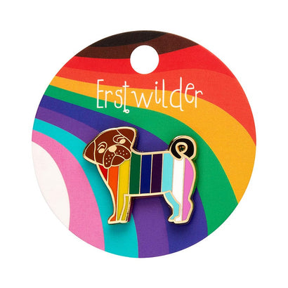 Pebbles the Progressive Pug Enamel Pin  -  Erstwilder  -  Quirky Resin and Enamel Accessories