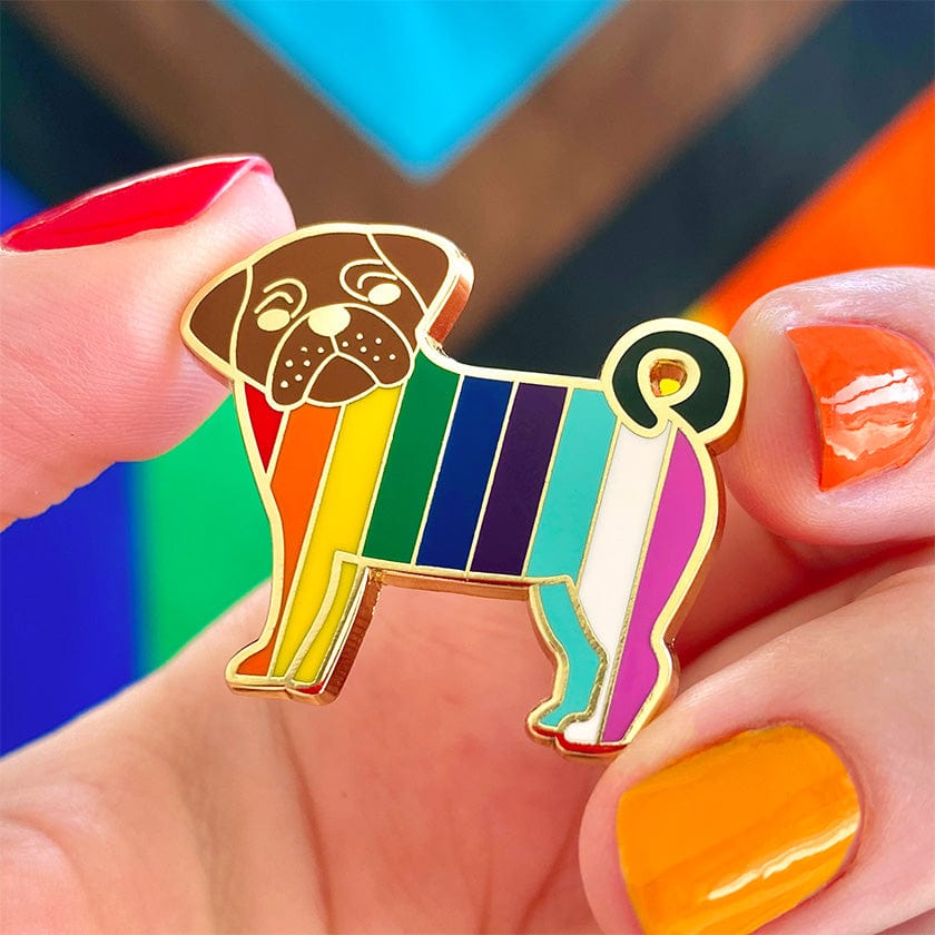 Pebbles the Progressive Pug Enamel Pin  -  Erstwilder  -  Quirky Resin and Enamel Accessories