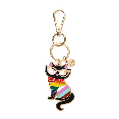 Elissa the Rainbow Cat Key Ring  -  Erstwilder  -  Quirky Resin and Enamel Accessories