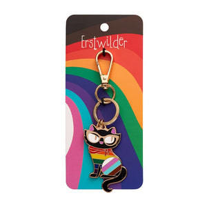 Elissa the Rainbow Cat Key Ring  -  Erstwilder  -  Quirky Resin and Enamel Accessories