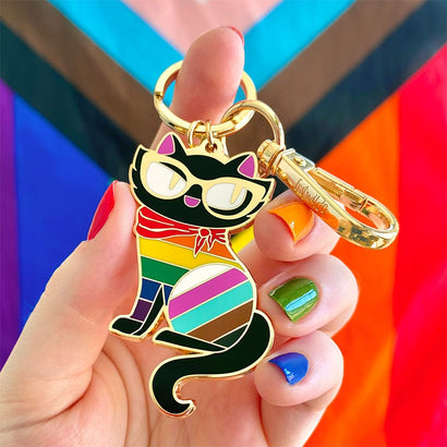 Elissa the Rainbow Cat Key Ring  -  Erstwilder  -  Quirky Resin and Enamel Accessories