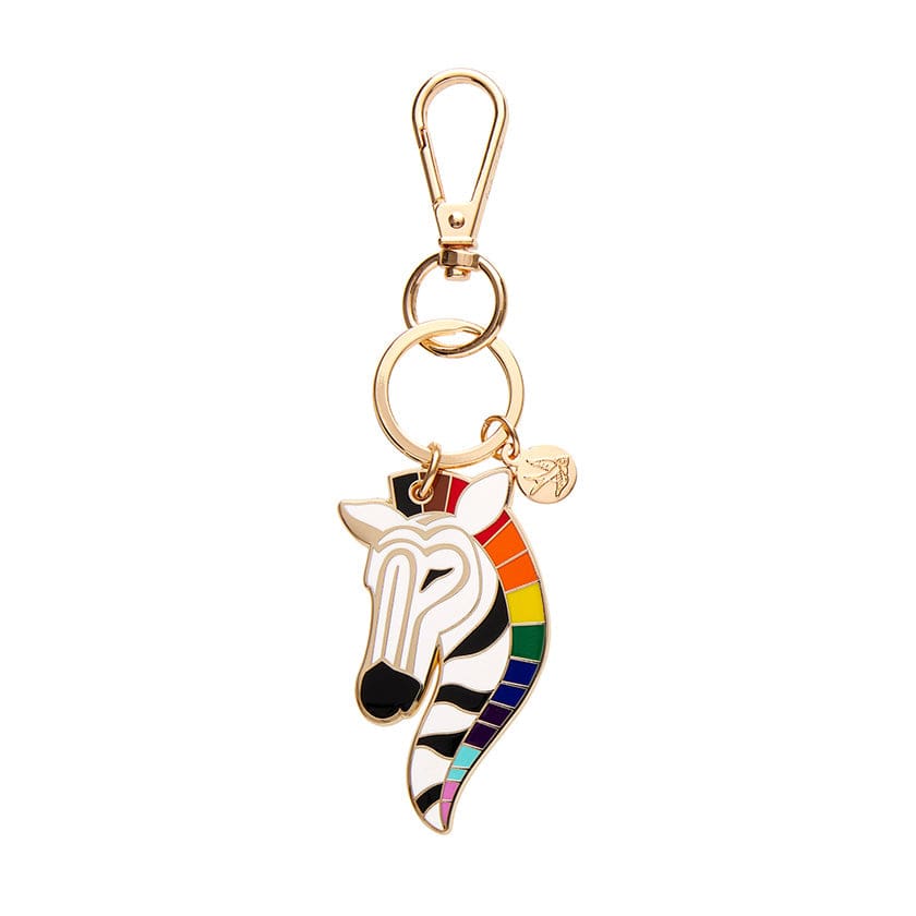 Zelda the Zestful Zebra Enamel Key Ring  -  Erstwilder  -  Quirky Resin and Enamel Accessories