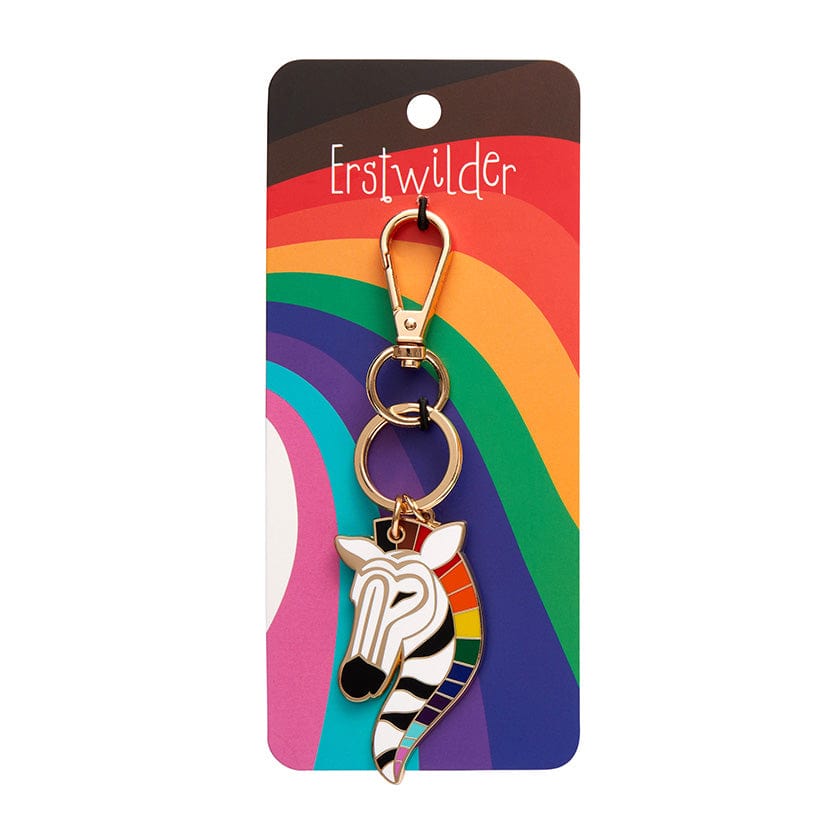 Zelda the Zestful Zebra Enamel Key Ring  -  Erstwilder  -  Quirky Resin and Enamel Accessories