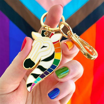 Zelda the Zestful Zebra Enamel Key Ring  -  Erstwilder  -  Quirky Resin and Enamel Accessories