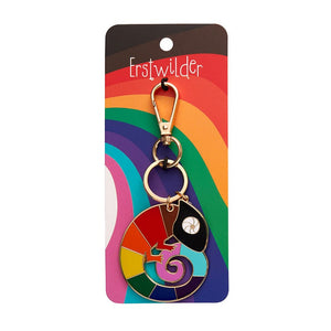 Carmel's Colourful Chameleon Enamel Key Ring  -  Erstwilder  -  Quirky Resin and Enamel Accessories