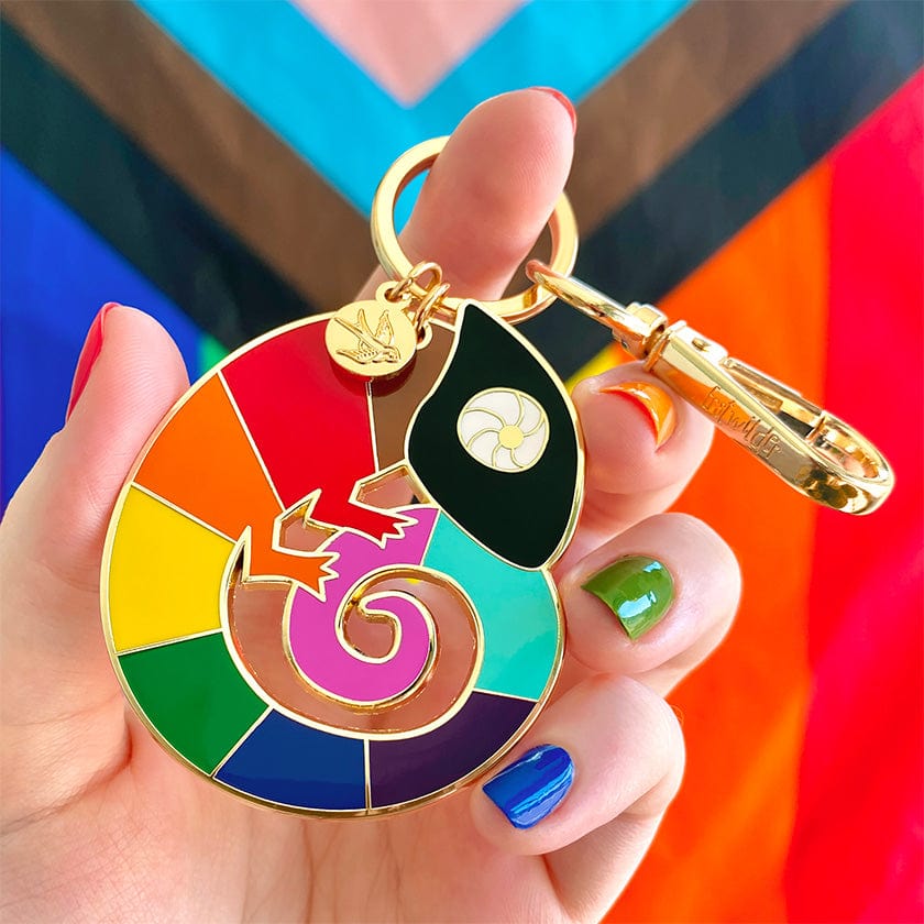 Carmel's Colourful Chameleon Enamel Key Ring  -  Erstwilder  -  Quirky Resin and Enamel Accessories