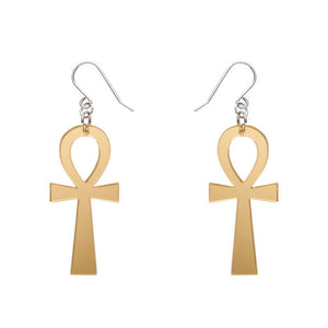 Erstwilder Ankh Mirror Drop Earrings - Gold AM1EE01