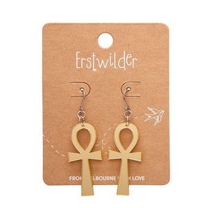 Erstwilder Ankh Mirror Drop Earrings - Gold AM1EE01