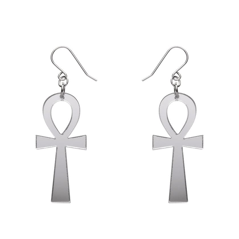 Erstwilder Ankh Mirror Drop Earrings - Silver AM1EE02