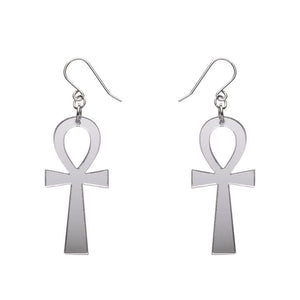 Erstwilder Ankh Mirror Drop Earrings - Silver AM1EE02