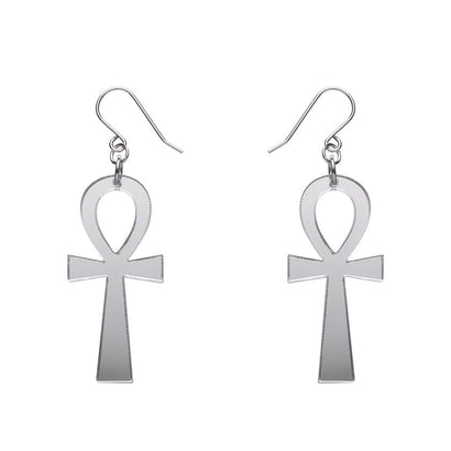 Erstwilder Ankh Mirror Drop Earrings - Silver AM1EE02