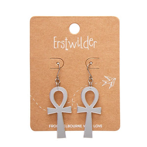 Erstwilder Ankh Mirror Drop Earrings - Silver AM1EE02