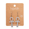 Ankh Mirror Drop Earrings - Silver
